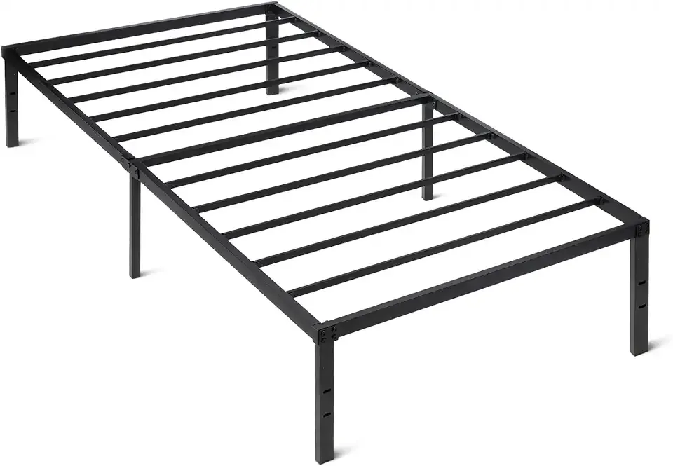 Amazon Basics Metal Bed Frame, Non-Foldable Platform Bed, Easy Assembly, Twin, 39W x 75L x 14H in, Black