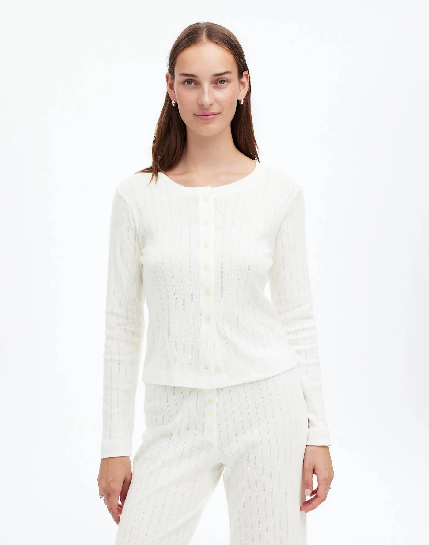 Madewell x LESET Pointelle Classic Crew Cardigan