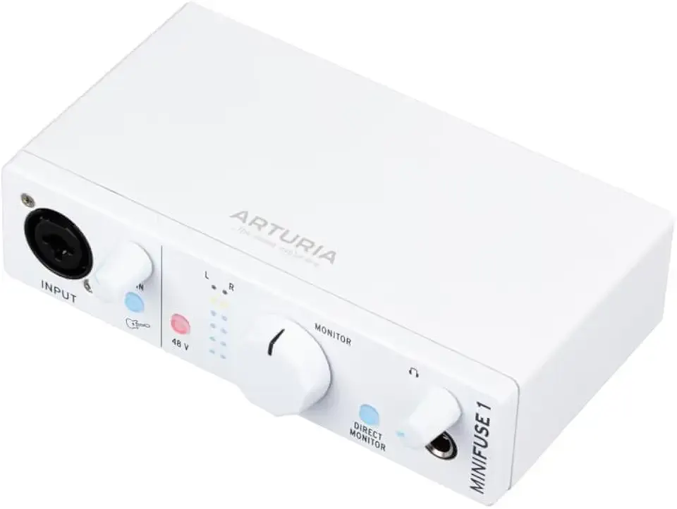 Arturia MiniFuse 1 - Compact USB Audio Interface with Creative Software for Recording, Production, Podcasting, Guitar - White