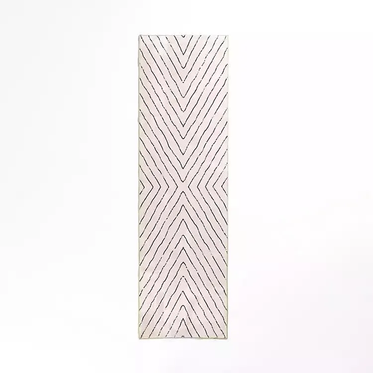 Julia Black and White Washable Runner, 2x7