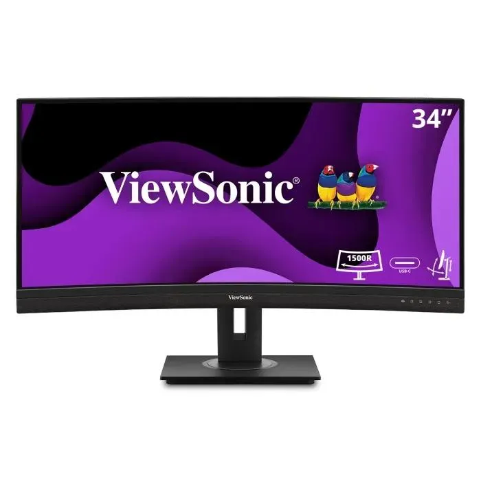 ViewSonic 34" UWQHD Ergonomic 21:9 Curved Docking Monitor with 100W USB-C, RJ45 | VG3456C