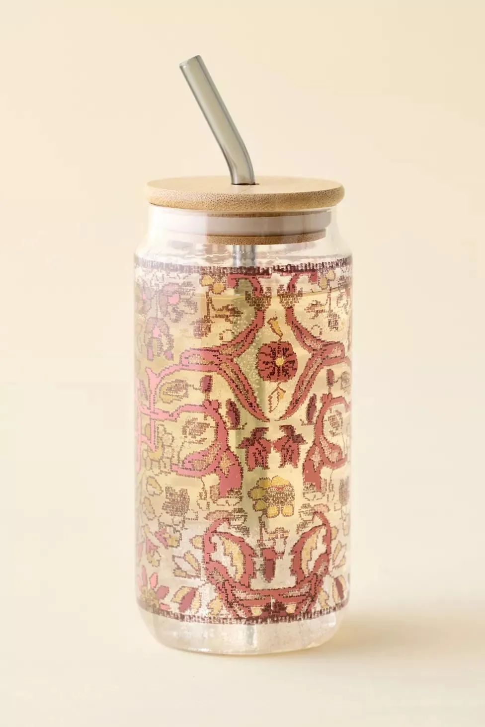 Classic Patterned To-Go Glass Tumbler